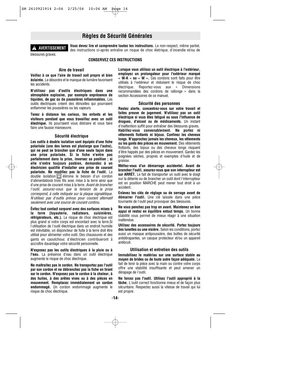 Règles de sécurité générales | Skil 5750 User Manual | Page 14 / 40