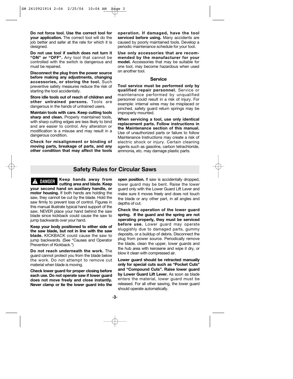 Safety rules for circular saws | Skil 5750 User Manual | Page 3 / 40