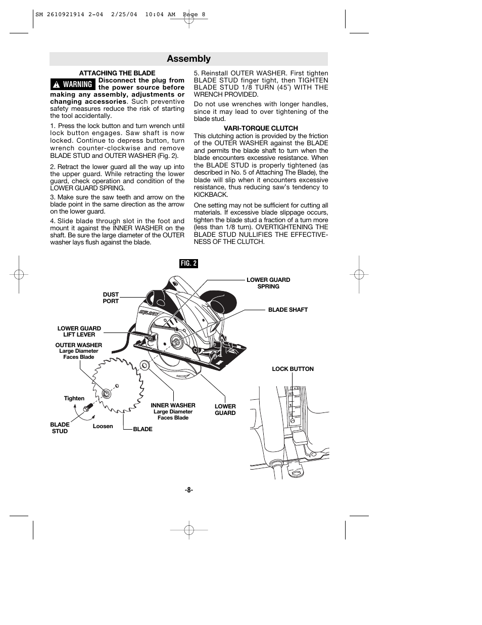 Assembly | Skil 5750 User Manual | Page 8 / 40