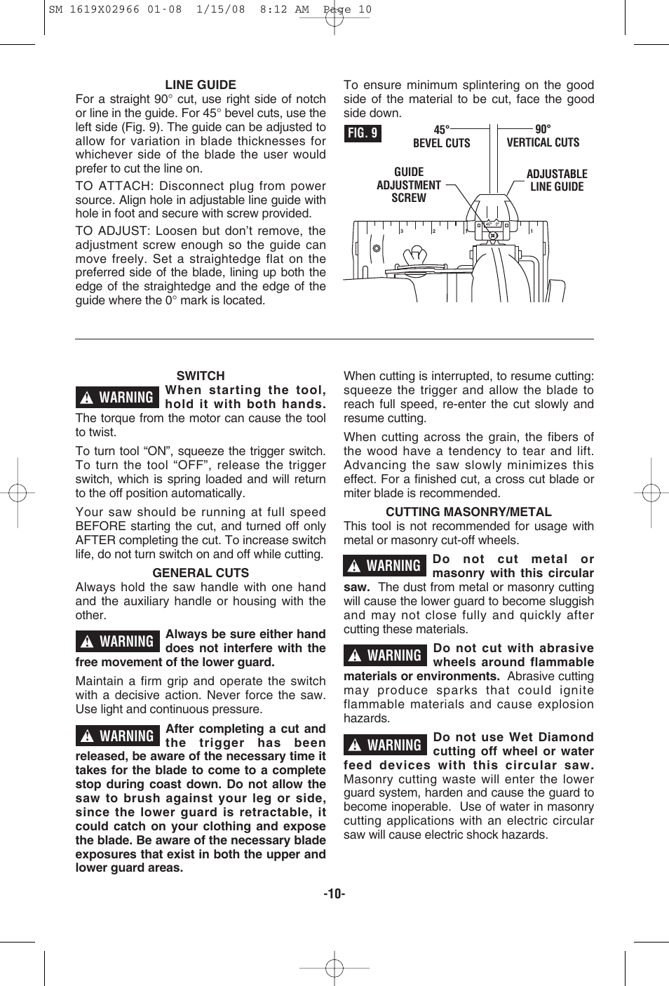 Warning | Skil 5585 User Manual | Page 10 / 40