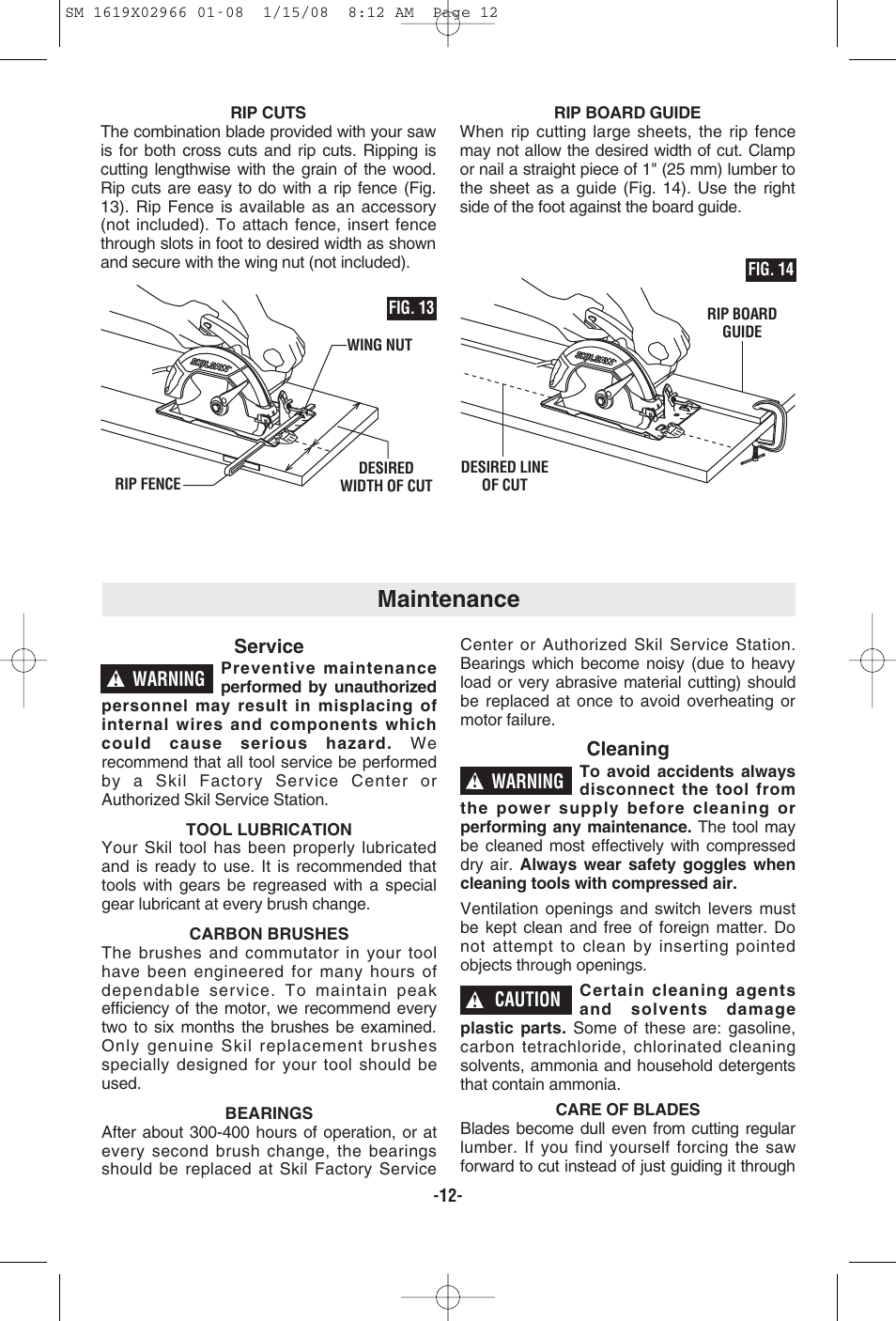 Maintenance | Skil 5585 User Manual | Page 12 / 40