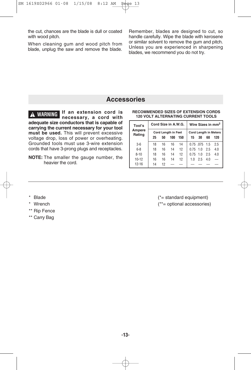 Accessories, Warning | Skil 5585 User Manual | Page 13 / 40