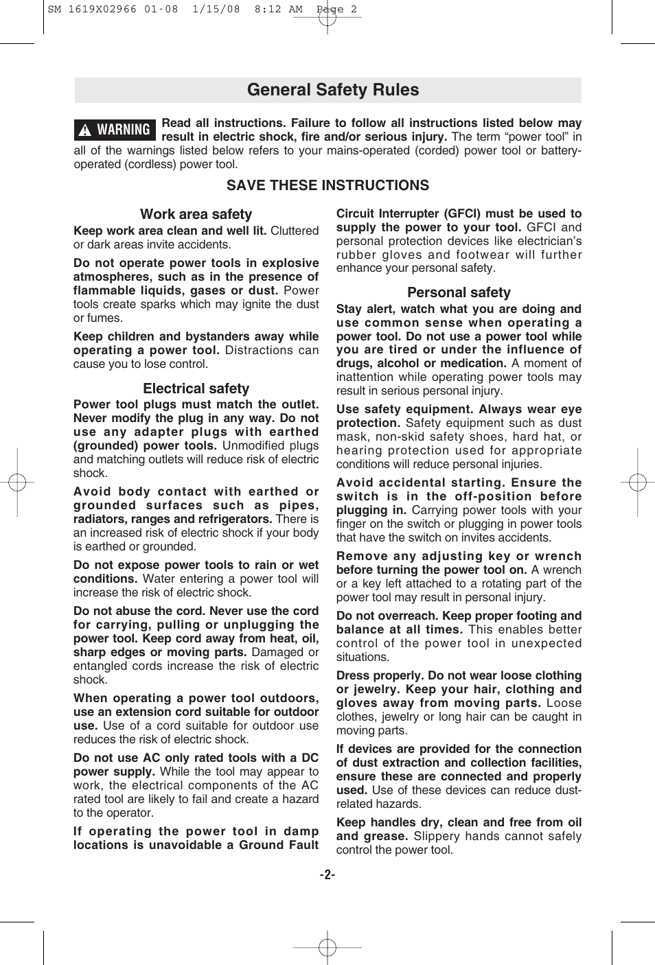 General safety rules | Skil 5585 User Manual | Page 2 / 40