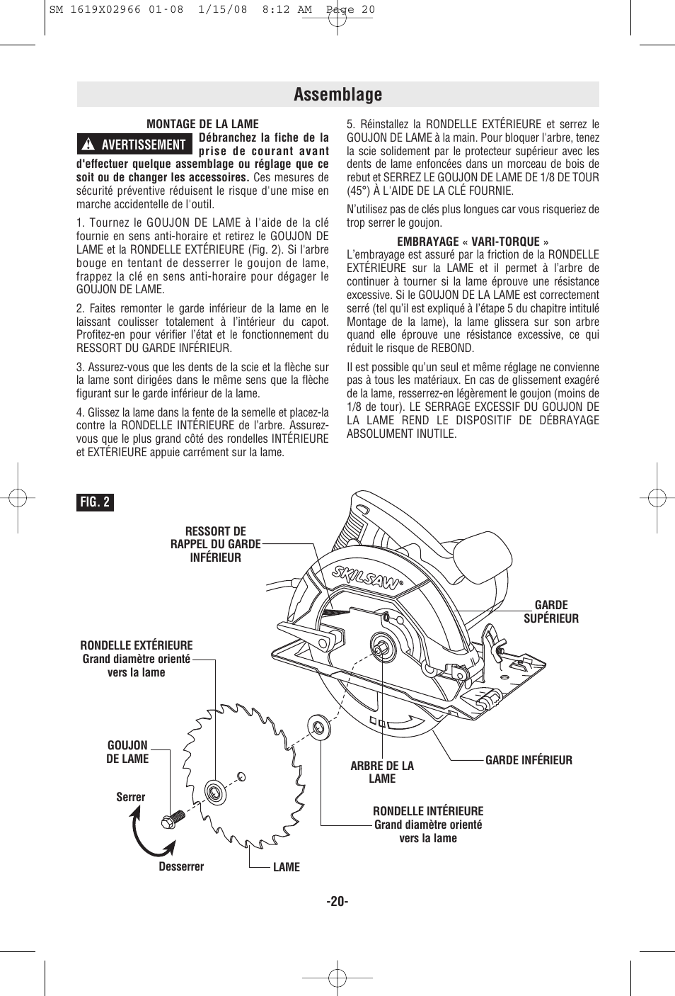Assemblage | Skil 5585 User Manual | Page 20 / 40
