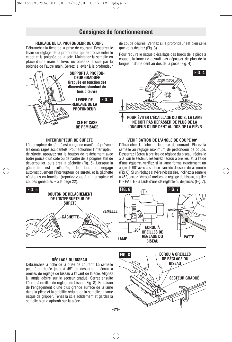 Consignes de fonctionnement | Skil 5585 User Manual | Page 21 / 40