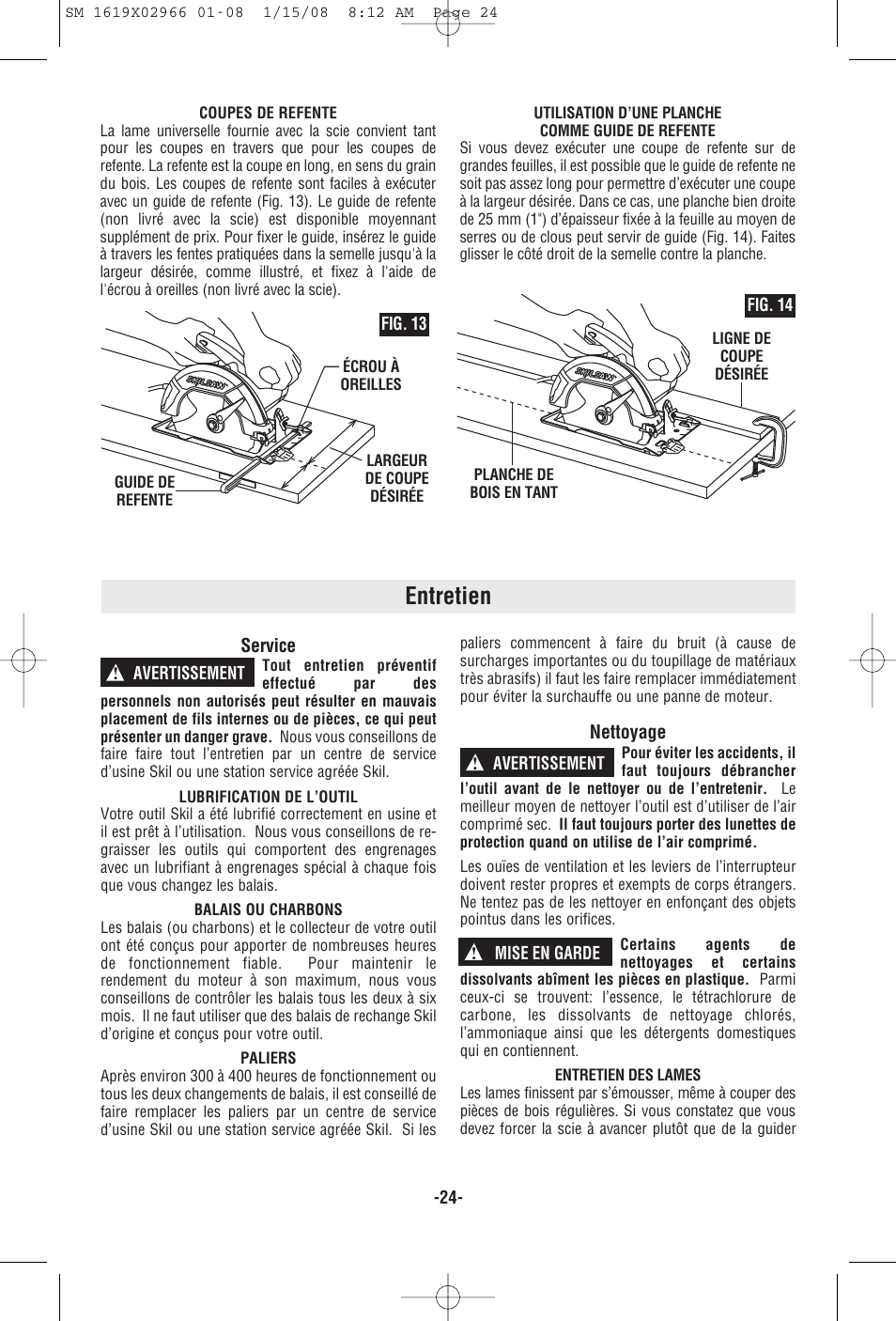 Entretien | Skil 5585 User Manual | Page 24 / 40
