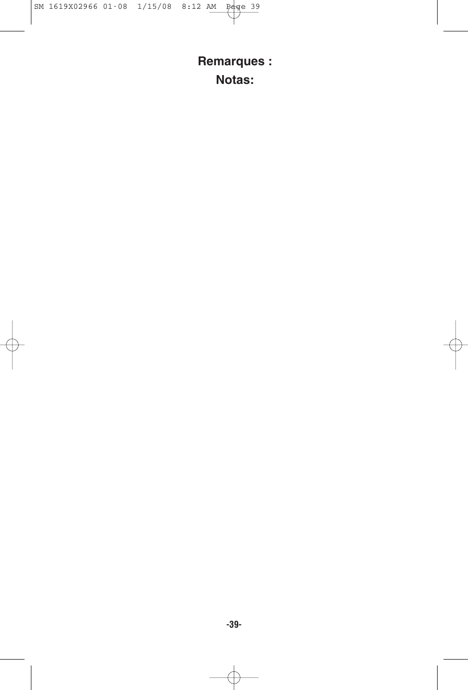 Remarques : notas | Skil 5585 User Manual | Page 39 / 40