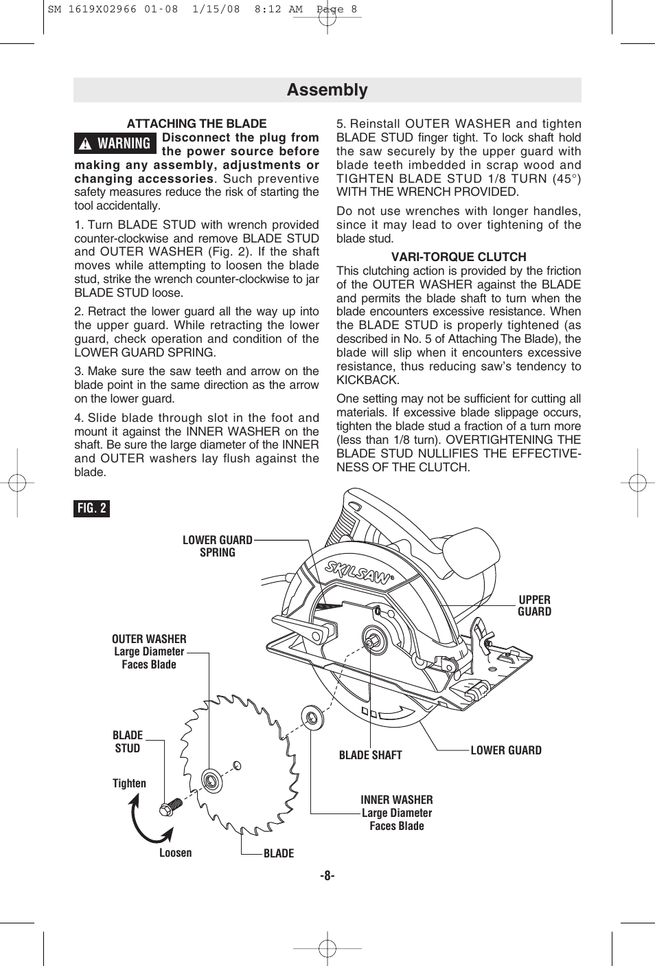Assembly | Skil 5585 User Manual | Page 8 / 40
