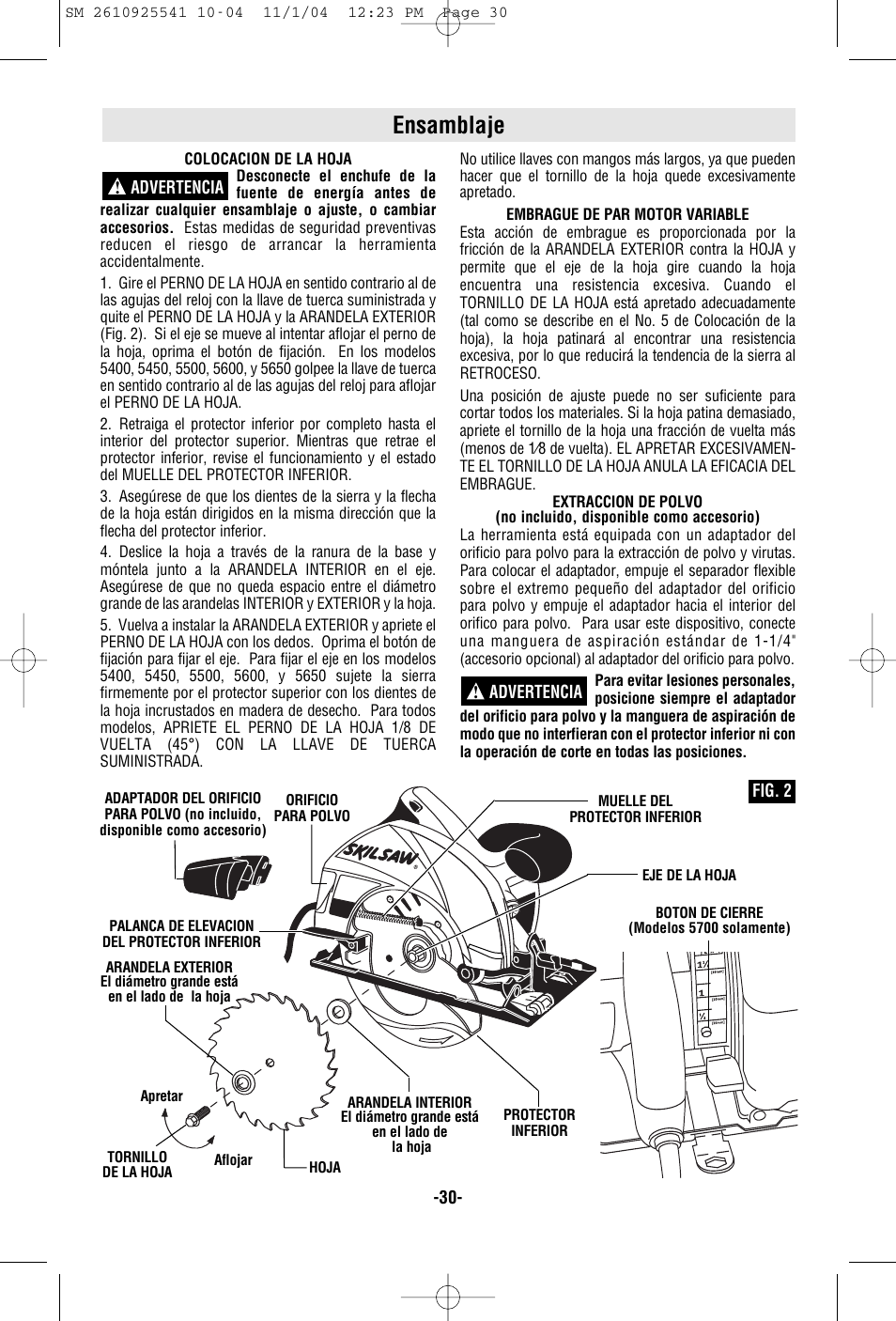 Ensamblaje | Skil 5400 User Manual | Page 30 / 36