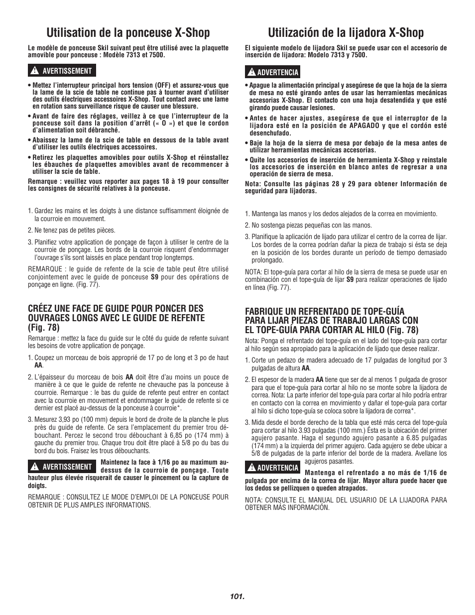 Utilisation de la ponceuse x-shop, Utilización de la lijadora x-shop | Skil 3700 User Manual | Page 101 / 112