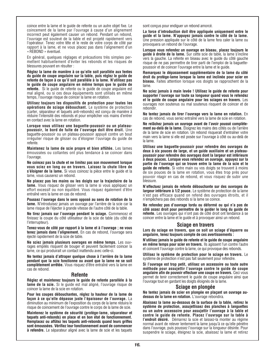 Refente, Sciage en travers, Sciage en plongée | Skil 3700 User Manual | Page 16 / 112