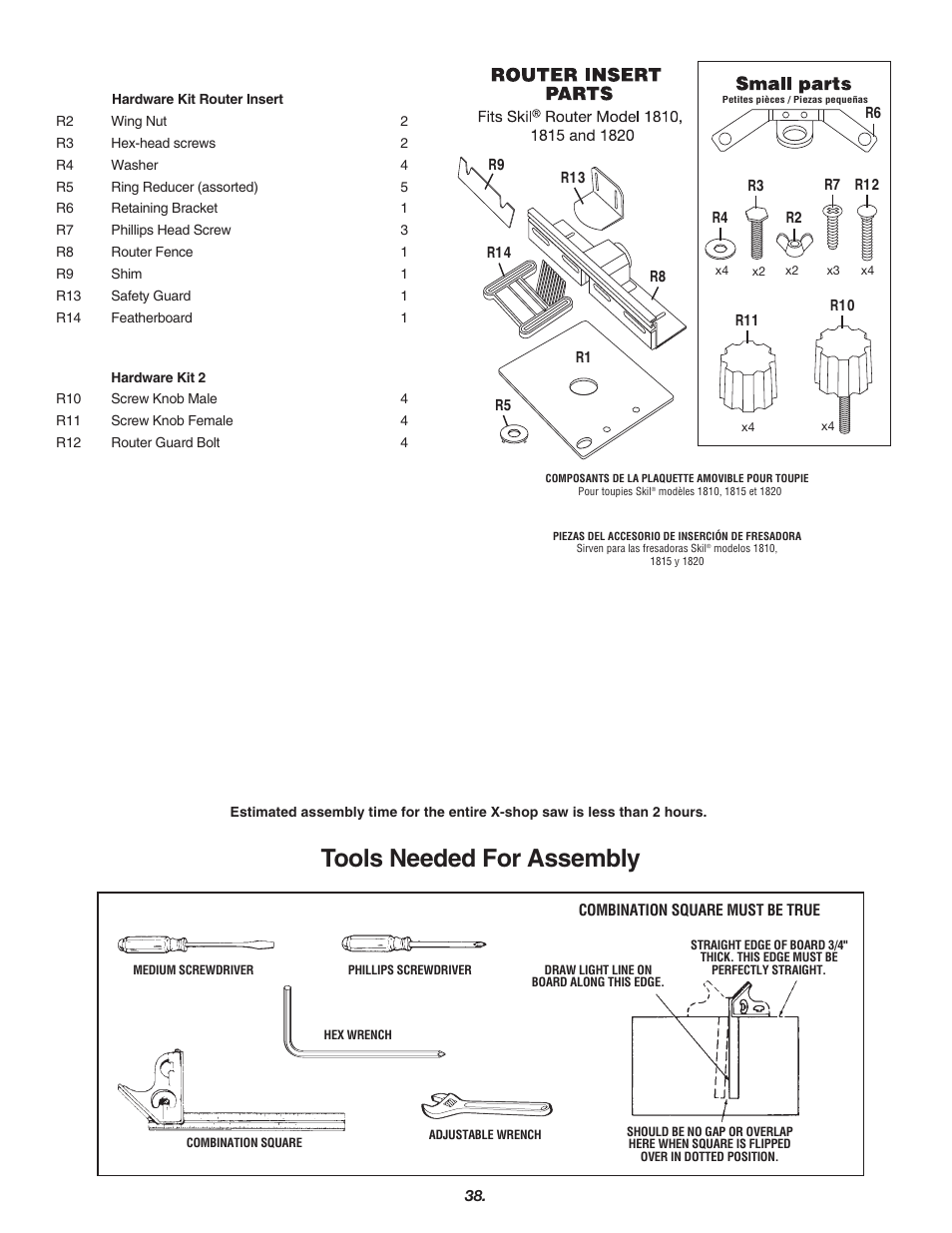 Tools needed for assembly | Skil 3700 User Manual | Page 38 / 112