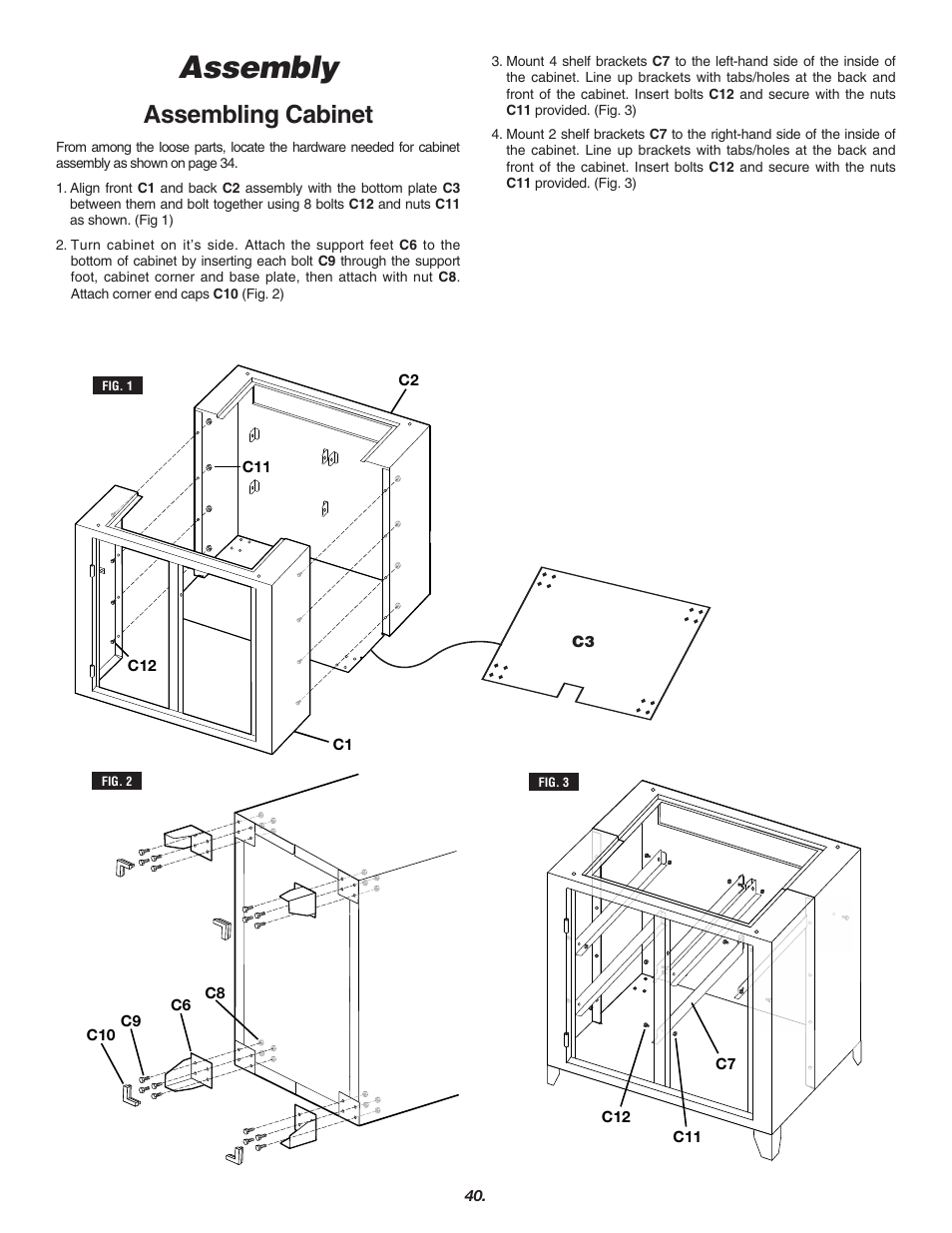 Assembly, Assembling cabinet | Skil 3700 User Manual | Page 40 / 112