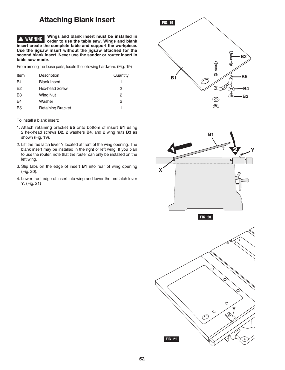 Attaching blank insert | Skil 3700 User Manual | Page 52 / 112