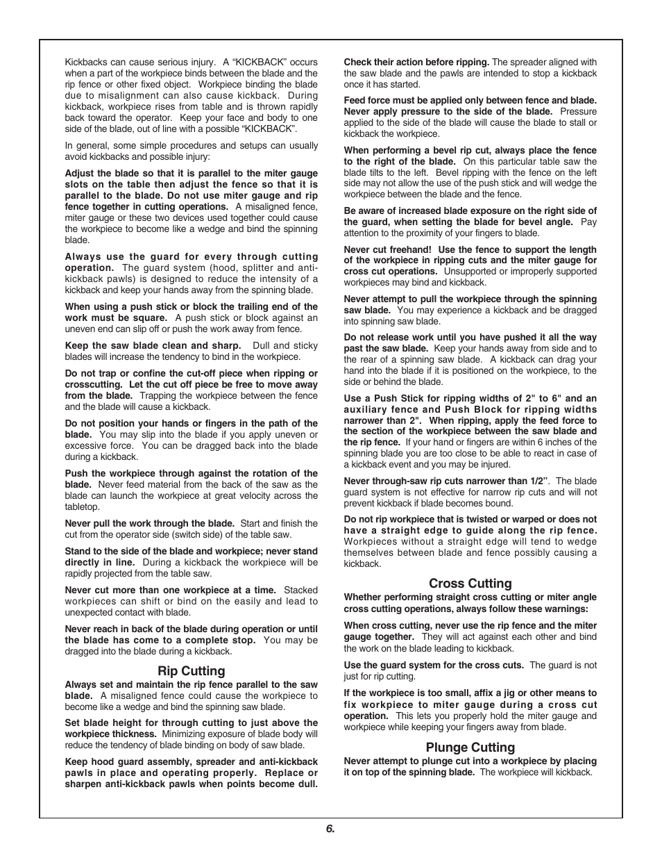 Rip cutting, Cross cutting, Plunge cutting | Skil 3700 User Manual | Page 6 / 112