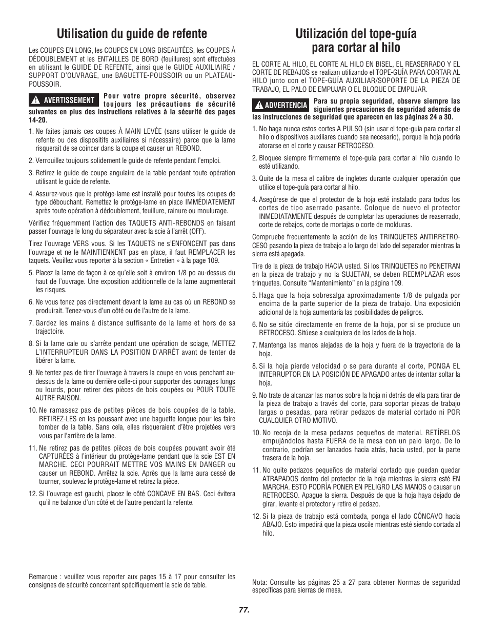 Utilisation du guide de refente, Utilización del tope-guía para cortar al hilo | Skil 3700 User Manual | Page 77 / 112