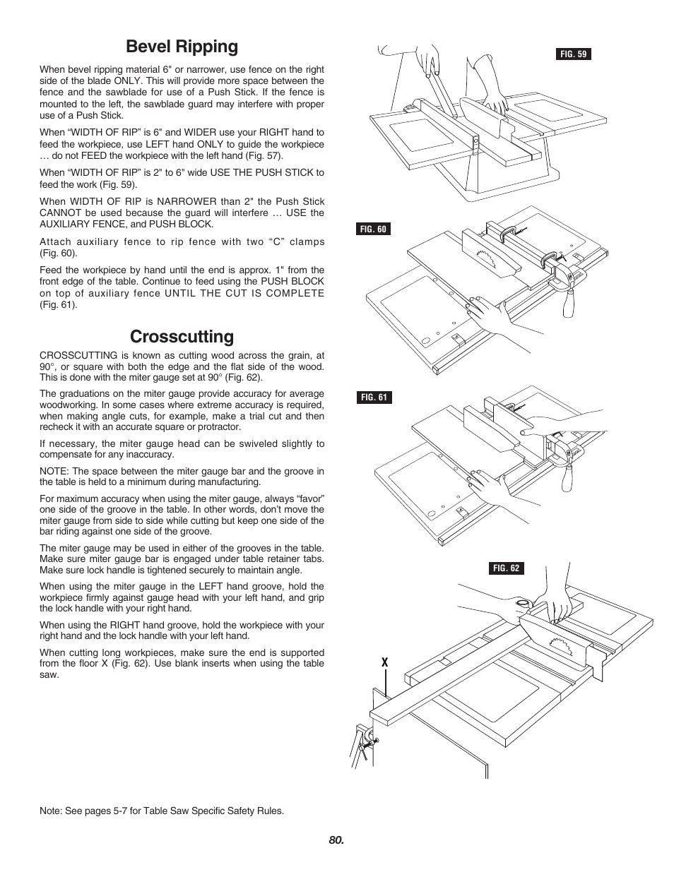 Bevel ripping, Crosscutting | Skil 3700 User Manual | Page 80 / 112