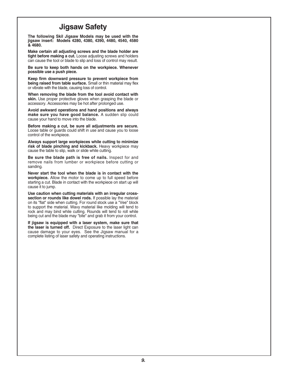 Jigsaw safety | Skil 3700 User Manual | Page 9 / 112