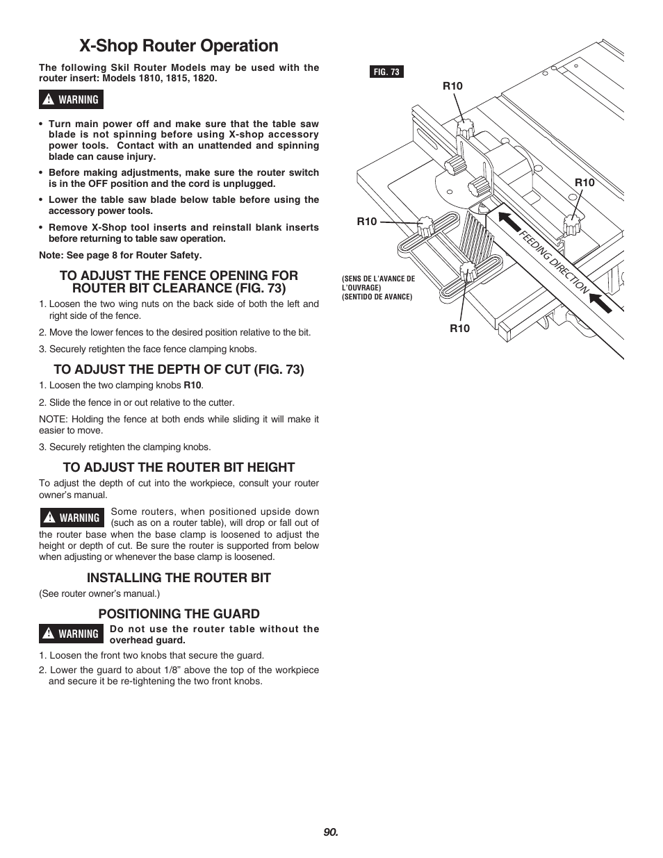 X-shop router operation | Skil 3700 User Manual | Page 90 / 112