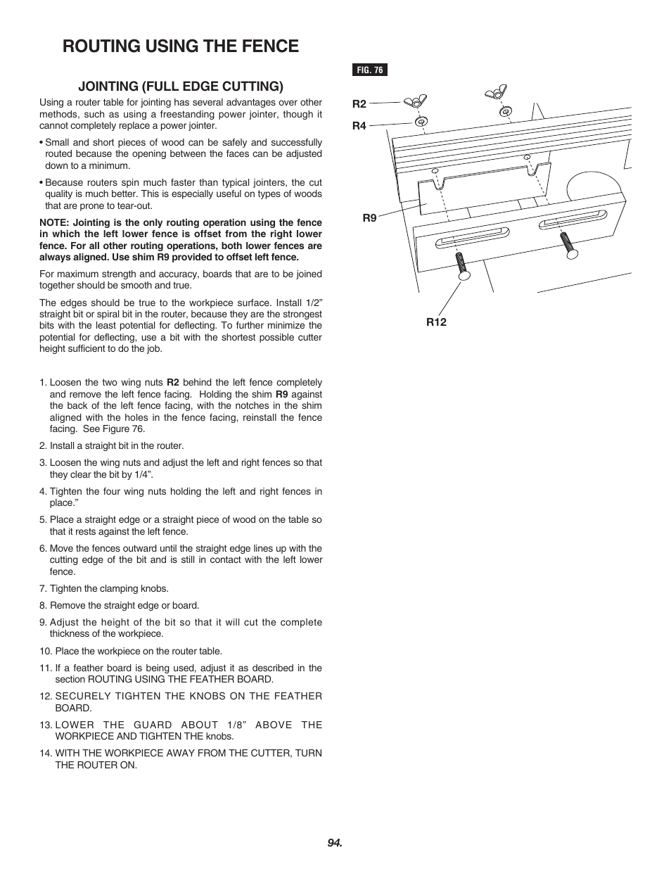 Routing using the fence, Jointing (full edge cutting) | Skil 3700 User Manual | Page 94 / 112