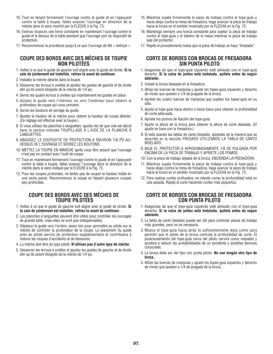 Coupe des bords avec des mèches de toupie pilotées | Skil 3700 User Manual | Page 97 / 112