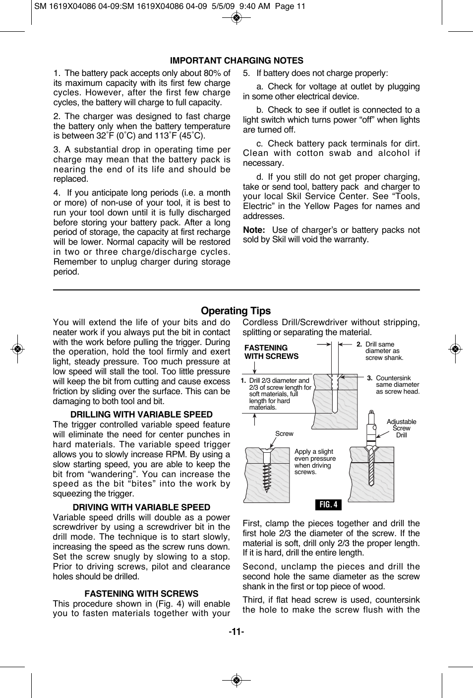 Operating tips | Skil 2250 User Manual | Page 11 / 44