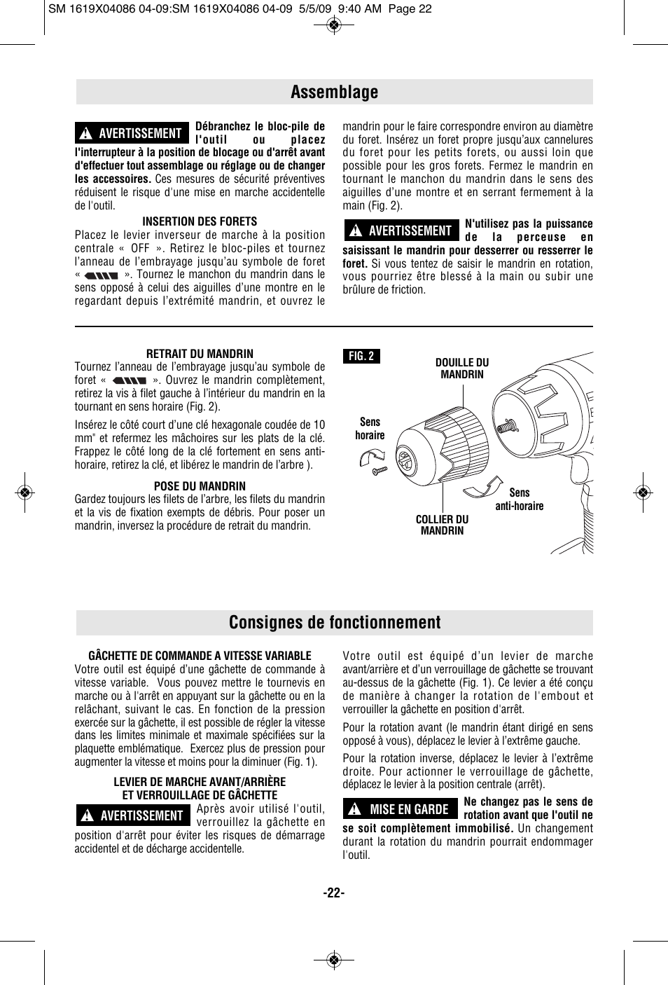 Consignes de fonctionnement, Assemblage | Skil 2250 User Manual | Page 22 / 44