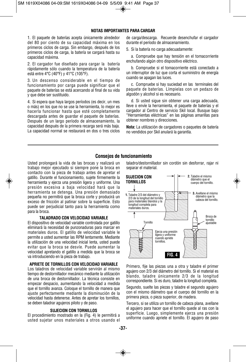 Consejos de funcionamiento | Skil 2250 User Manual | Page 37 / 44