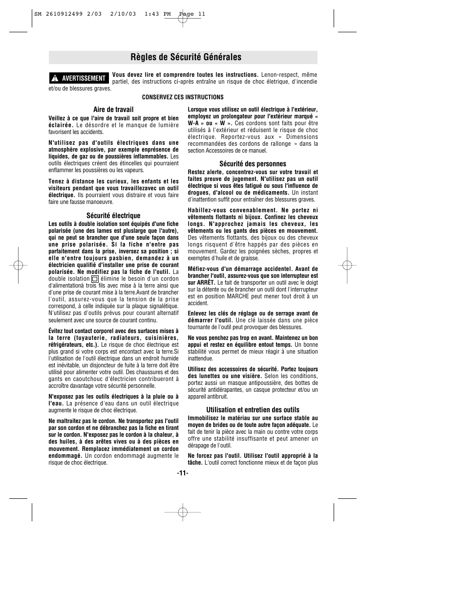 Règles de sécurité générales | Skil 6330 User Manual | Page 11 / 32