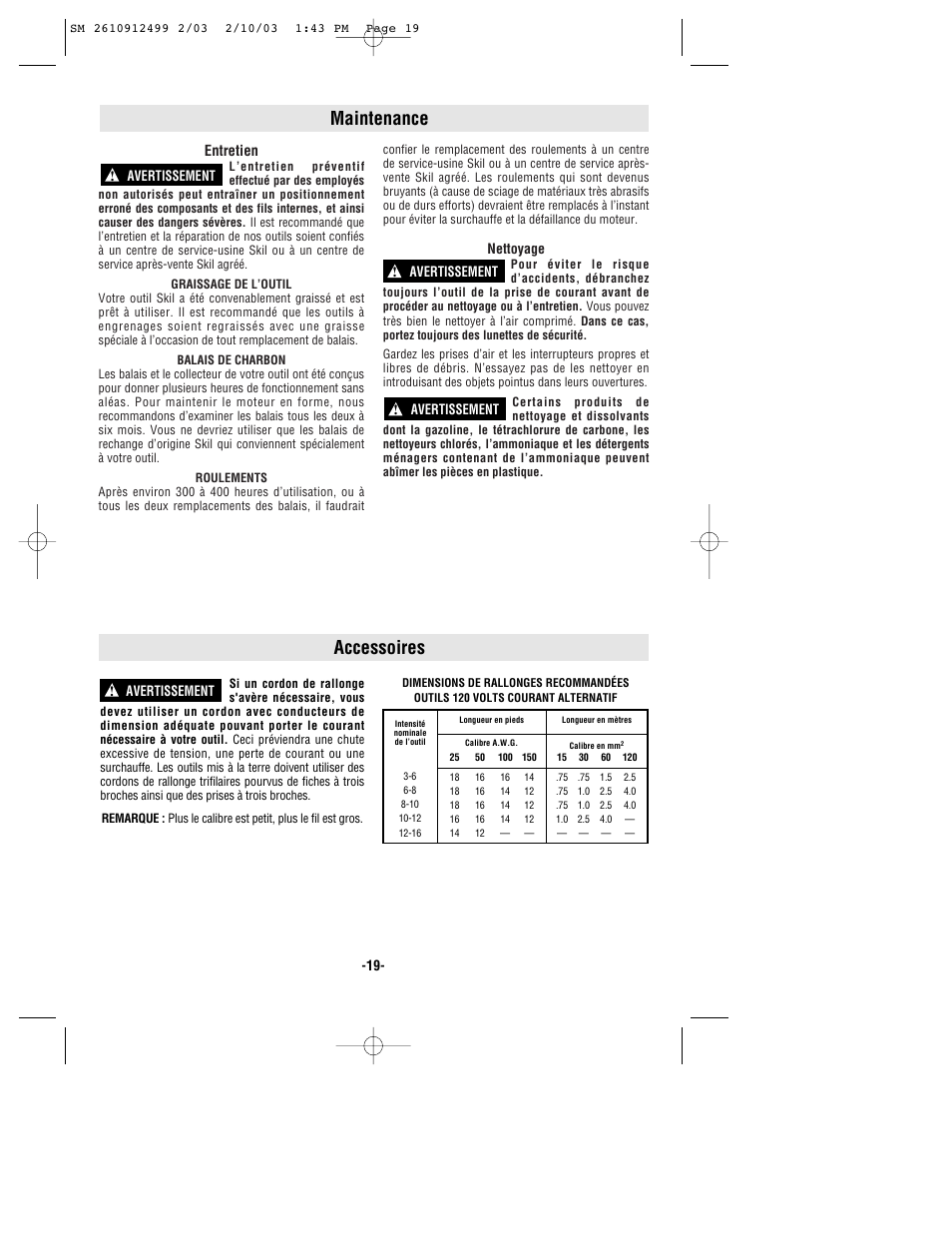 Maintenance accessoires | Skil 6330 User Manual | Page 19 / 32