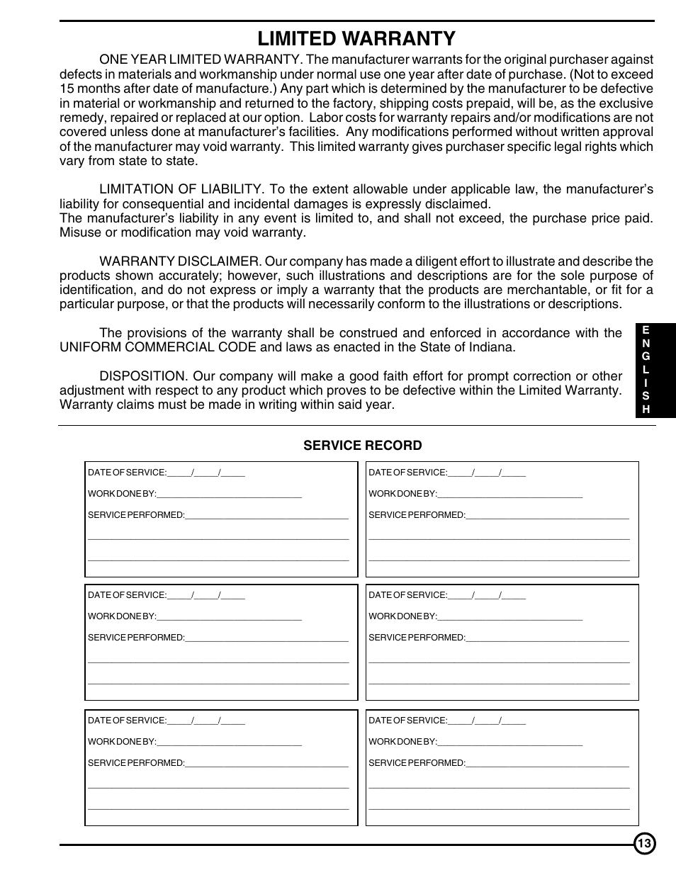 Limited warranty | Skil FM Series User Manual | Page 13 / 40