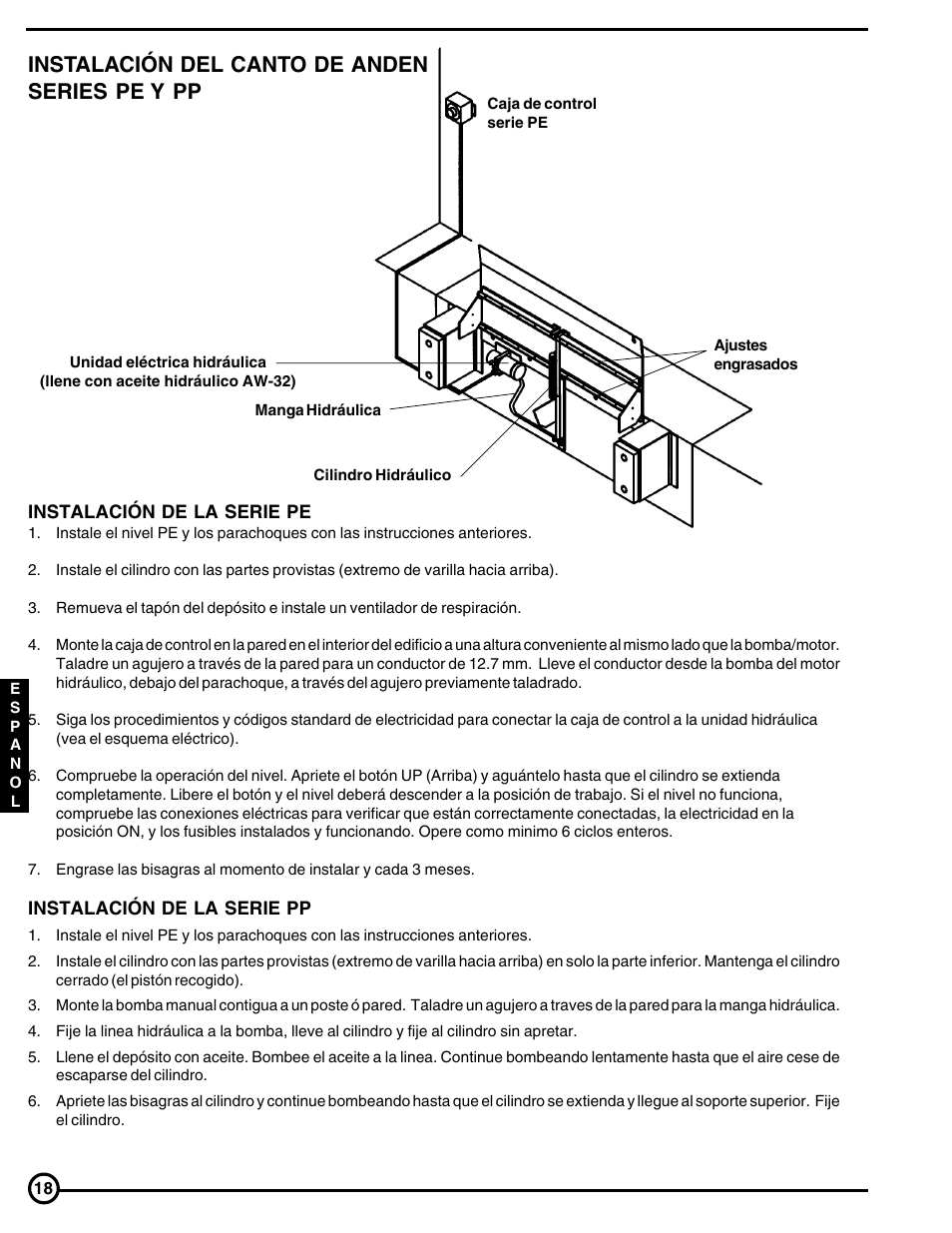 Instalación del canto de anden series pe y pp | Skil FM Series User Manual | Page 18 / 40