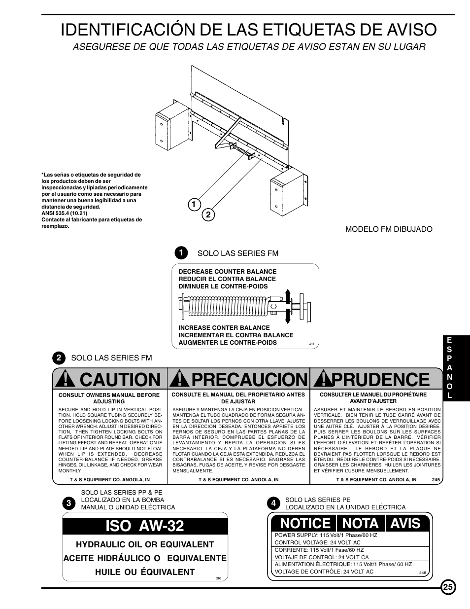 Caution, Precaucion ! prudence, Identificación de las etiquetas de aviso | Iso aw-32, Notice nota avis | Skil FM Series User Manual | Page 25 / 40