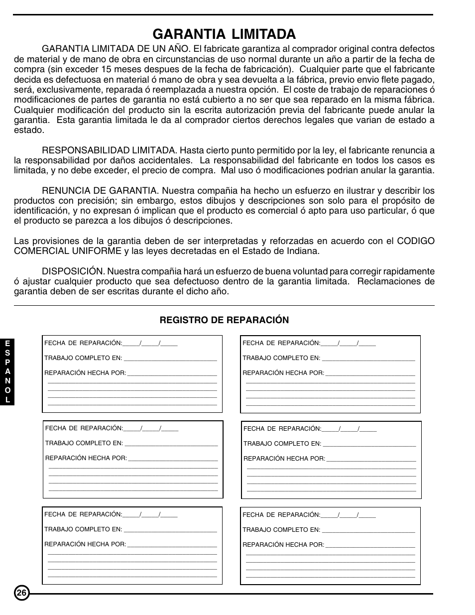 Garantia limitada | Skil FM Series User Manual | Page 26 / 40