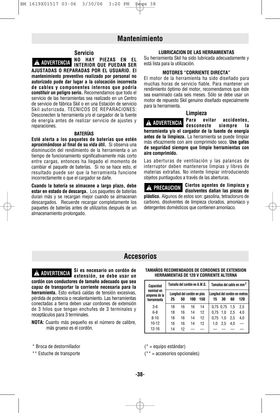 Mantenimiento, Accesorios, Servicio | Limpieza | Skil 2867 User Manual | Page 38 / 40