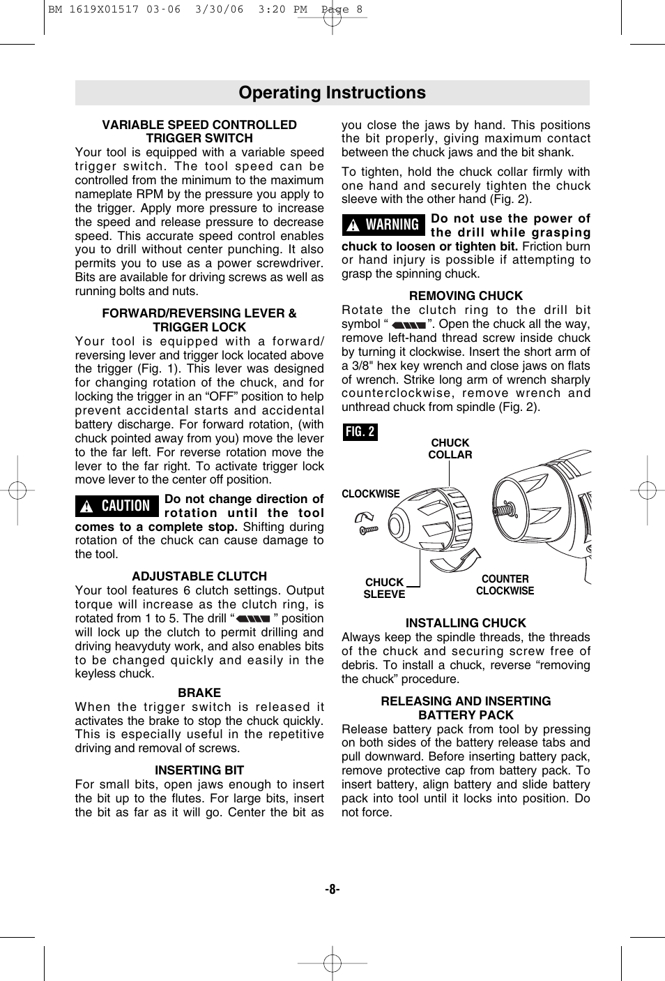 Operating instructions | Skil 2867 User Manual | Page 8 / 40