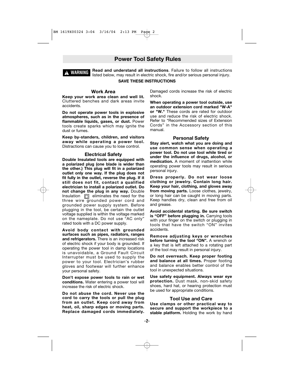 Power tool safety rules | Skil 1825 User Manual | Page 2 / 48
