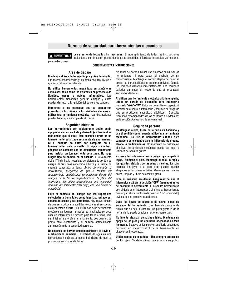 Normas de seguridad para herramientas mecánicas | Skil 1825 User Manual | Page 32 / 48