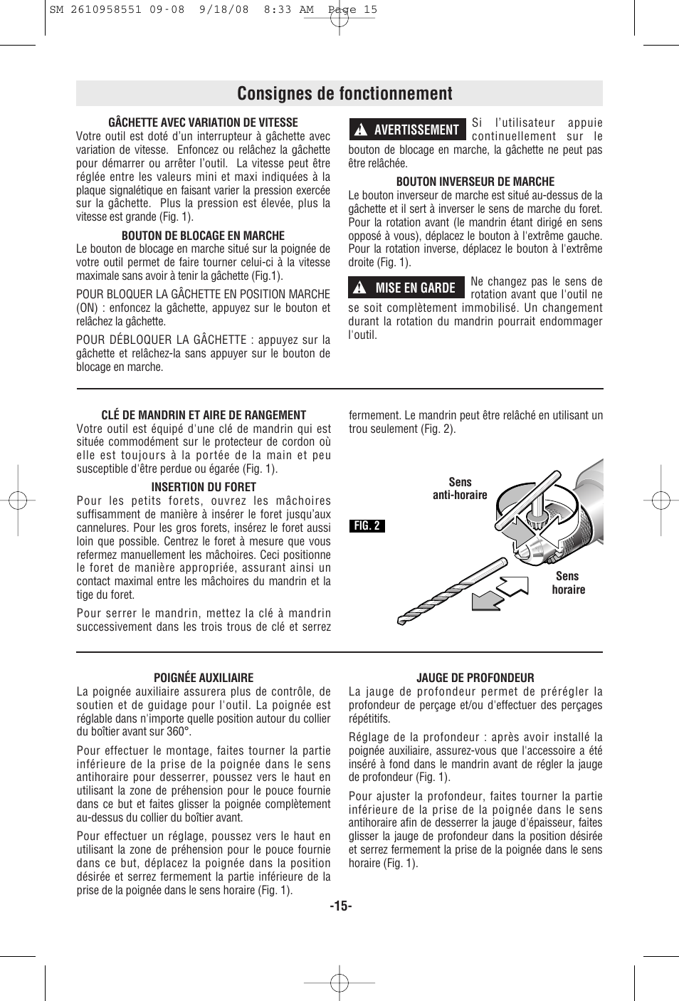 Consignes de fonctionnement | Skil 6445 User Manual | Page 15 / 28