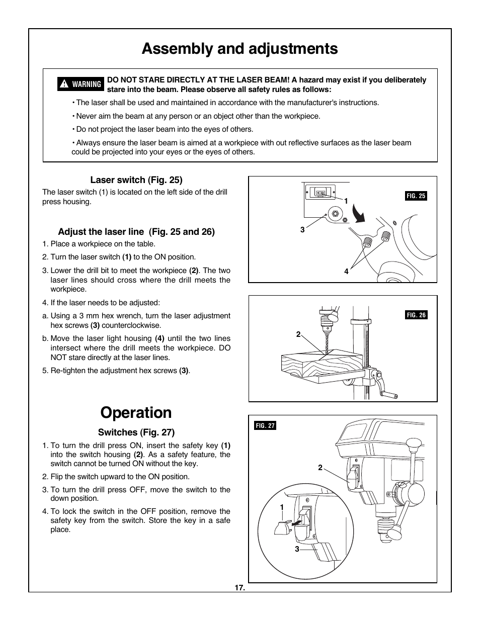 Operation, Assembly and adjustments | Skil 3320-01 User Manual | Page 17 / 60