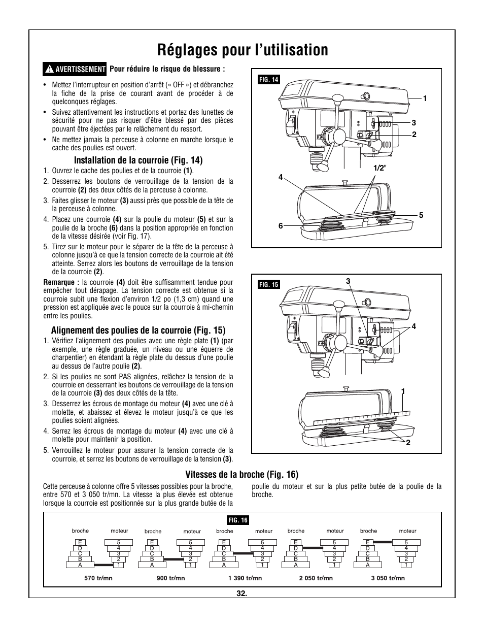 Réglages pour l’utilisation | Skil 3320-01 User Manual | Page 32 / 60