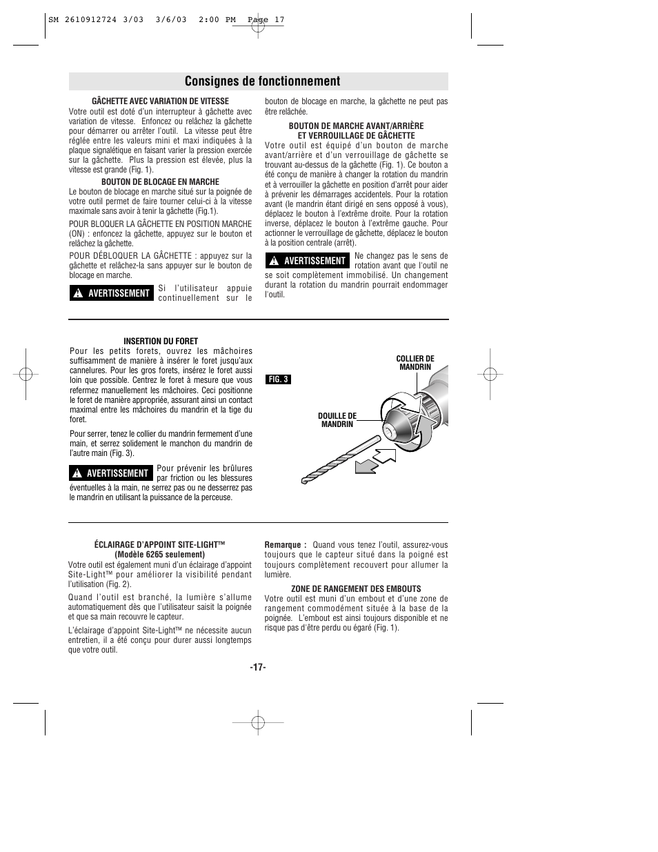 Consignes de fonctionnement | Skil 6265 User Manual | Page 17 / 32