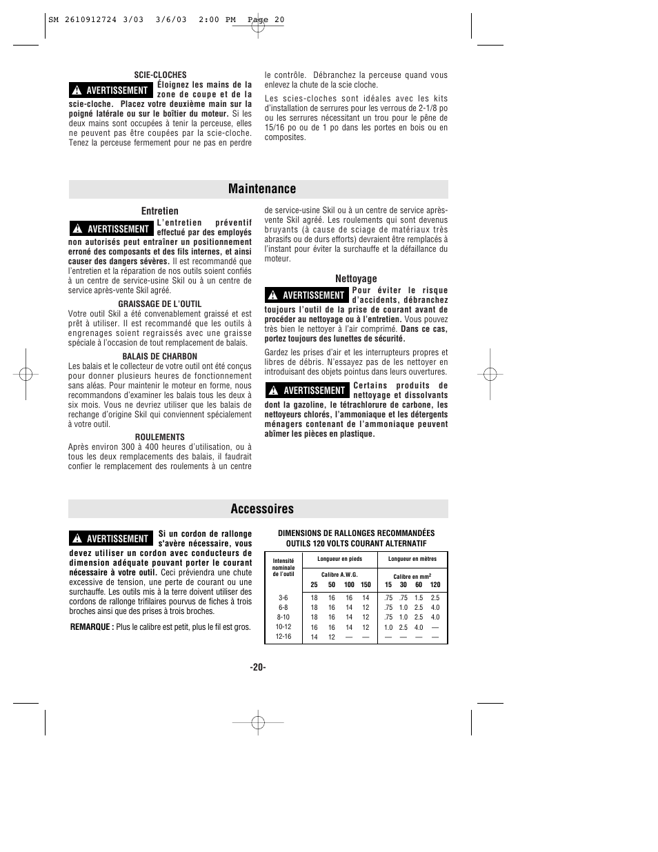 Maintenance accessoires | Skil 6265 User Manual | Page 20 / 32