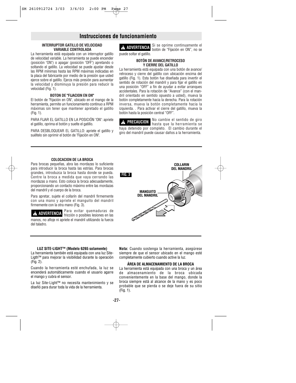Instrucciones de funcionamiento | Skil 6265 User Manual | Page 27 / 32
