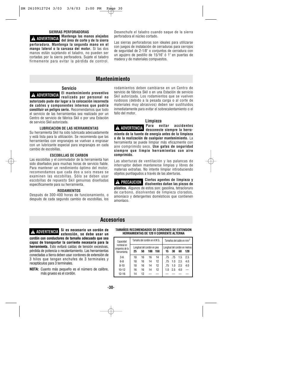 Mantenimiento accesorios | Skil 6265 User Manual | Page 30 / 32