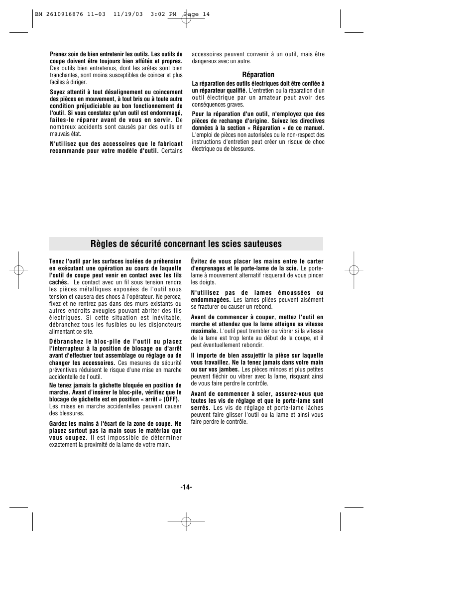 Règles de sécurité concernant les scies sauteuses | Skil 52324 User Manual | Page 14 / 36