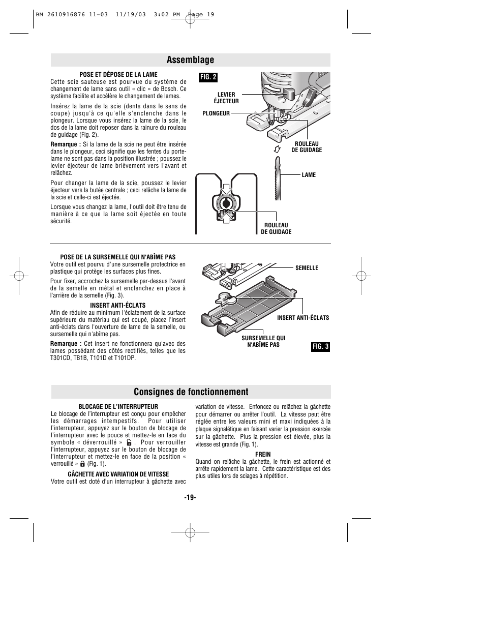 Assemblage, Consignes de fonctionnement | Skil 52324 User Manual | Page 19 / 36