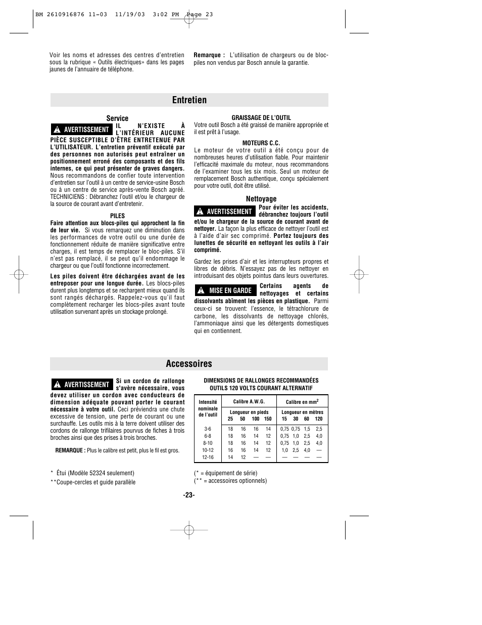 Accessoires, Entretien | Skil 52324 User Manual | Page 23 / 36