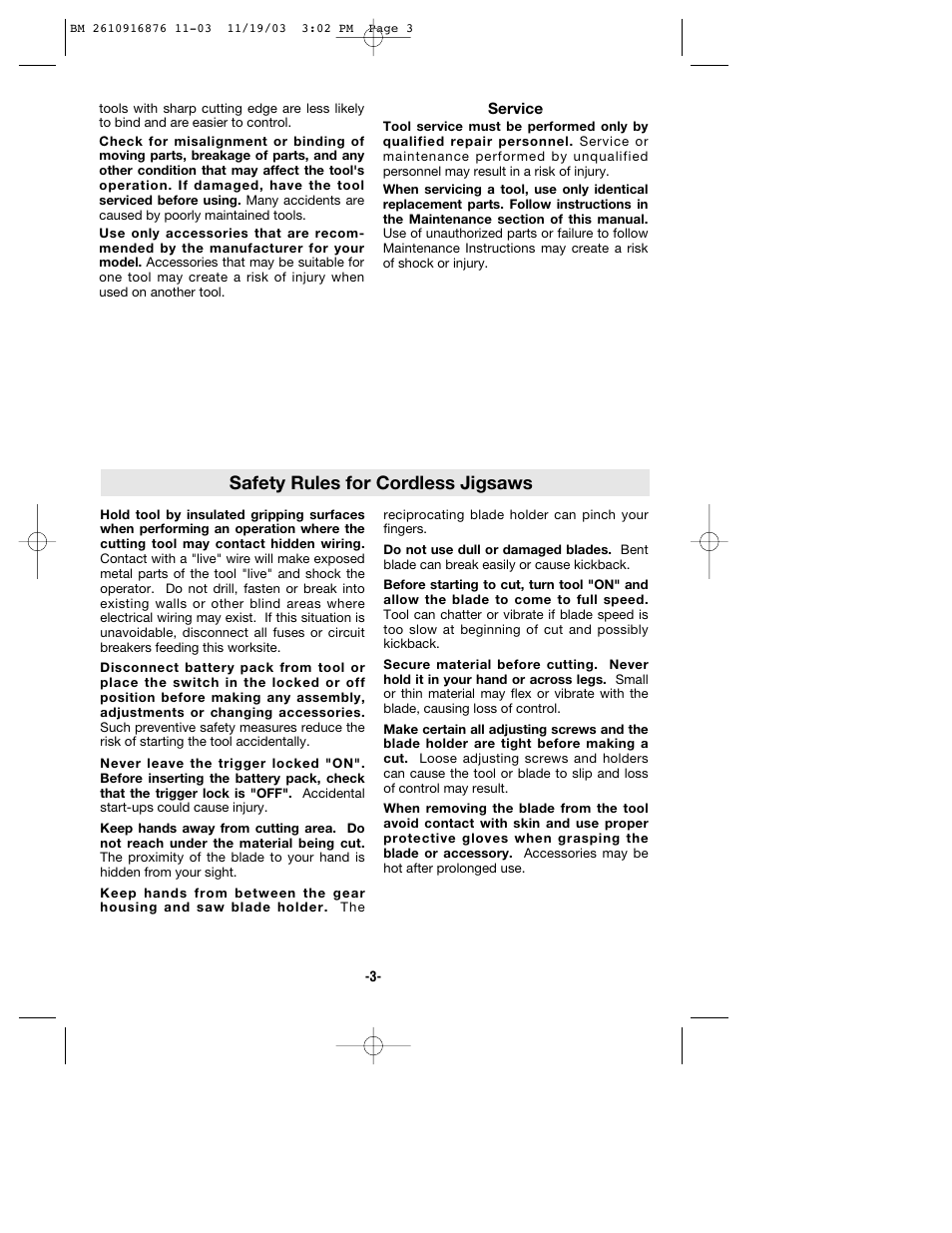 Safety rules for cordless jigsaws | Skil 52324 User Manual | Page 3 / 36