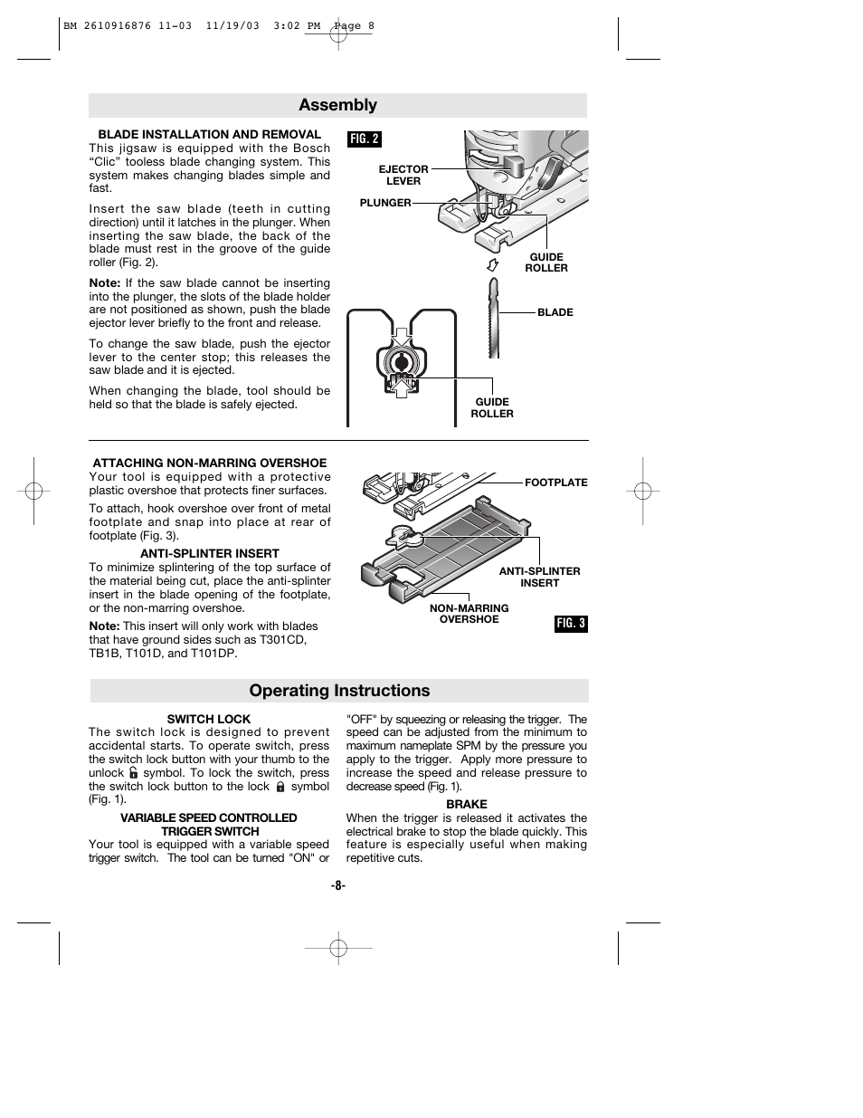 Operating instructions, Assembly | Skil 52324 User Manual | Page 8 / 36